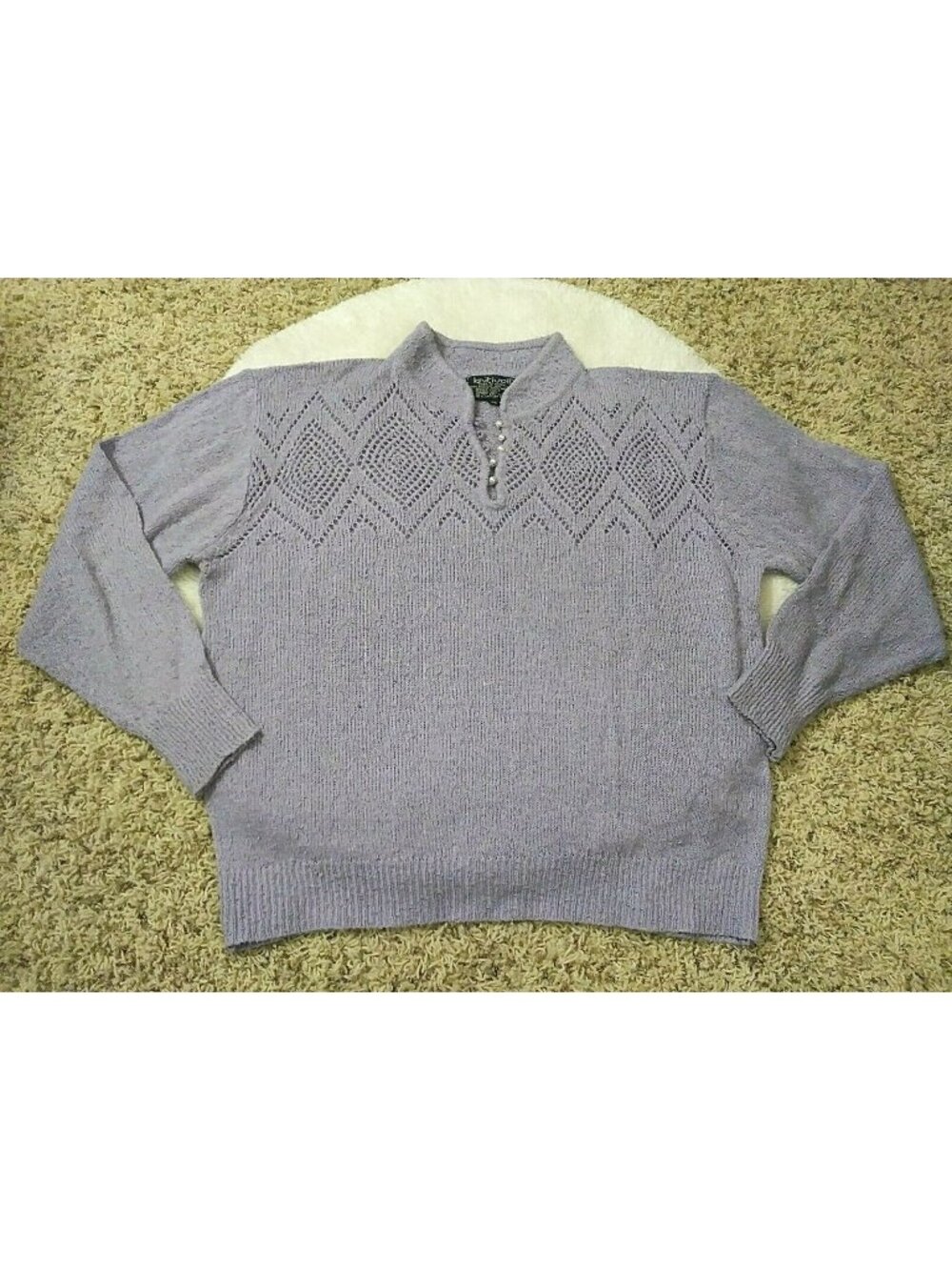 Vintage Knitivo Womens Purple Sweater Pull Over Long Sleeve Knit Size 46 XL